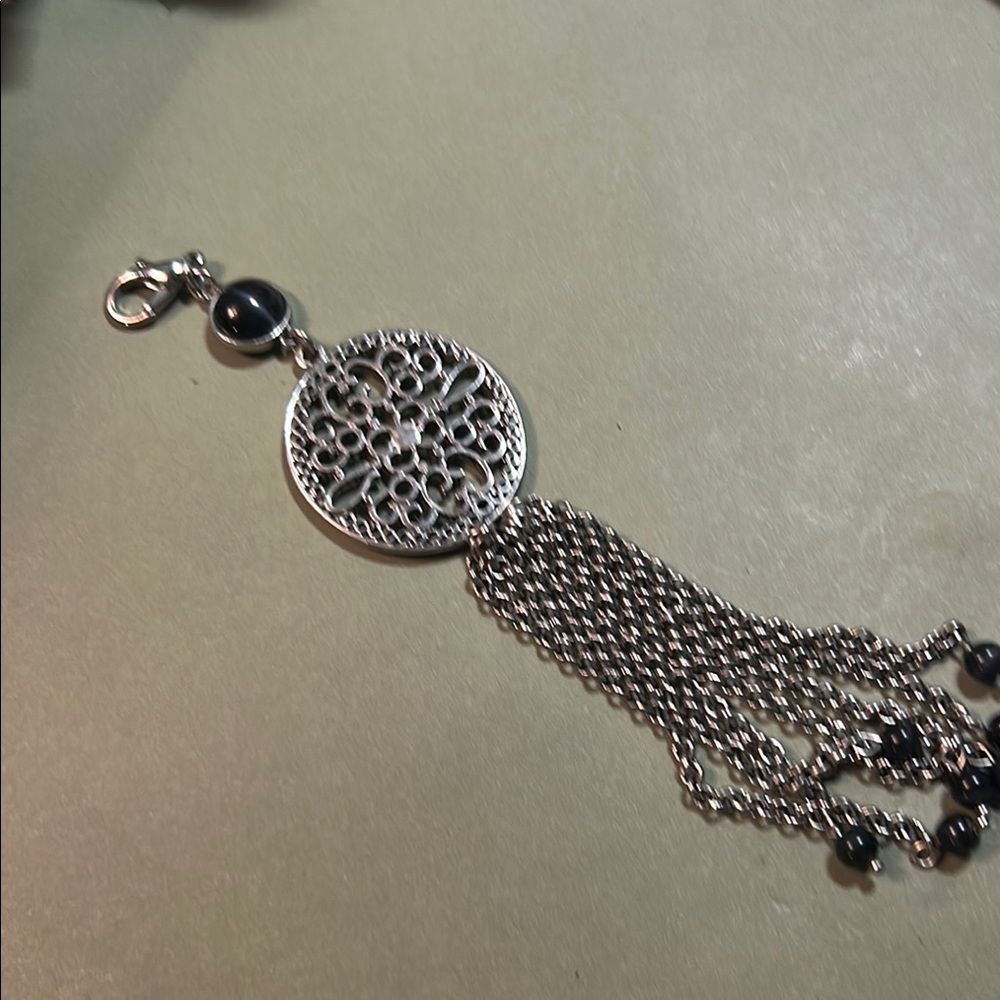 Silver and Black Tassel Keychain